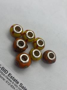 lot 82 image: Set of 7 Pandora Bracelet Charms in Multicolor Glass Designs
