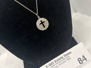 lot 84 image: Elegant Sterling Silver Cross Pendant Necklace