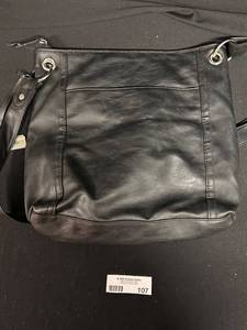 lot 107 image: Rosetti GO Black Leather Handbag with Quilted Front Pocket