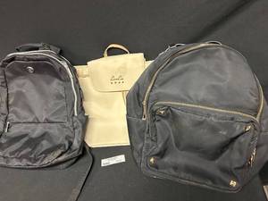 lot 111 image: Lot of 3 Used Backpacks including LouLou Leather and Black Nylon Bags