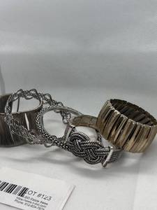 lot 123 image: Lot of 5 Assorted Metal Bracelets with Unique Designs