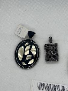lot 133 image: Set of 4 Assorted Pendant Charms with Mother of Pearl and Abalone Inlays