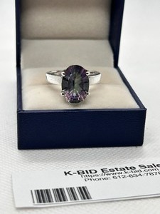 lot 11 image: Sterling Silver Ring with Mystic Topaz Stone
