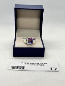 lot 17 image: Sterling Silver Ring with Multicolor Gemstone