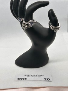 lot 20 image: Collection of Elegant Silver Rings with Gemstones