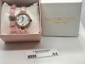 lot 44 image: Gold Coast Rose Gold Wristwatch with Pink Beaded Strap