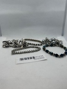 lot 124 image: Collection of Vintage Metal Bracelets and Beaded Necklace