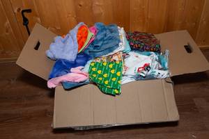 lot 41 image: Large Box of Fabric Scraps  Minky, Flannel & Quilters Cottons