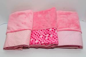 lot 44 image: Three Handmade Pink Minky Pillowcases - Standard Size