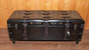 lot 42 image: Faux Leather Storage Ottoman  50 Wide