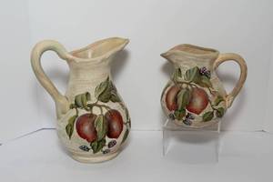 lot 16 image: Two Hand Painted Decorative Pitchers