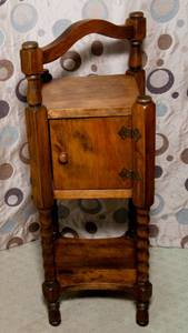 lot 51 image: Vintage Mid-Century Wood Smoking Stand  Side Table