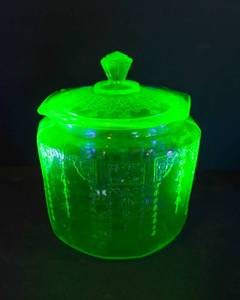 Uranium Glass Jar With Lid