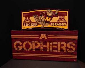 lot 89 image: Two Minnesota Gophers Wall Hangings