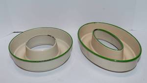 lot 119 image: Vintage Cream City Ware Enamelware Bundt Cake Pans  Set of Two (Cream and Green)