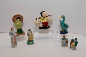 lot 128 image: Set of 7 Miscellaneous Figurines  Mostly Occupied Japan