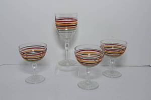 lot 149 image: Vintage Color-Banded Cocktail Glasses