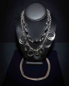 lot 56A image: Set of Three Silver-Tone Necklaces  Assorted Styles
