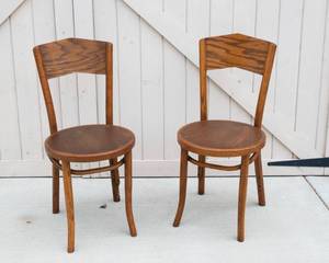 lot 237 image: Two Wooden Bistro Chairs