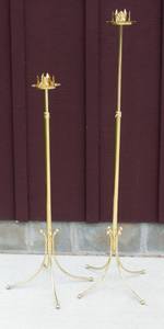 lot 238 image: Adjustable Gold Tone Candle Holders