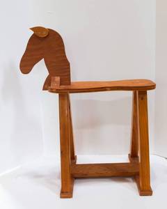 lot 253 image: Handcrafted Wooden Horse