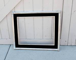 lot 53A image: Ornate Custom Silver Toned Frame with Black Velvet Insert - 16 in x 20 in