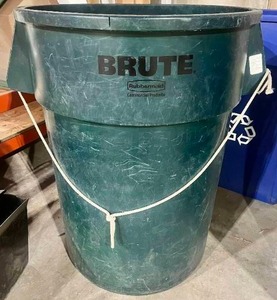 lot 159 image: Green Brute Rubbermaid Garbage Can