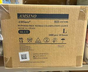 lot 126A image: Amsino AMsure Powder Free Nitrile Examination Gloves 10 cases per lot