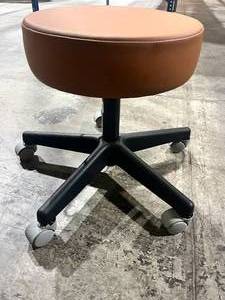 lot 337 image: leather rolling stool with wheels