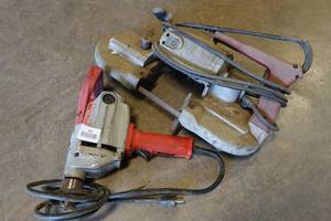 lot 355 image: Milwaukee Heavy Duty Bandsaw and High Torque Drill
