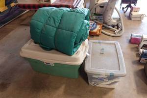 lot 342 image: Assorted Camping - Bedding, Dishes, Vacuum, Cards
