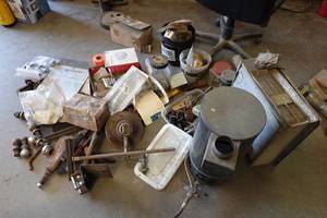 lot 498 image: Assorted Hardware - Heaters, Hitch Balls, Splitting Wedge