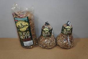 lot 47 image: 2 Mr Bird Bugs, Nuts & Fruit 12.5 oz Bells and 24oz Cylinder