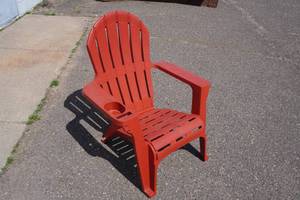 lot 191 image: Red Plastic Adirondack Chair