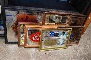lot 238 image: Assorted Framed Bar Mirror Beer Signs