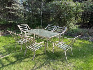 lot 1D image: Glass Patio Table with Chairs