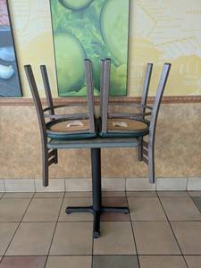 lot 12 image: COMMERCIAL RESTAURANT DINING TABLE & CHAIRS (2) GREEN