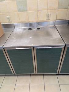 lot 27 image: DUKE STAINLESS STEEL 2 DOOR WORKTOP STORAGE CABINET