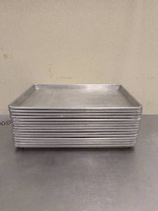 lot 43 image: 15 STAINLESS STEEL BAKING SHEETS
