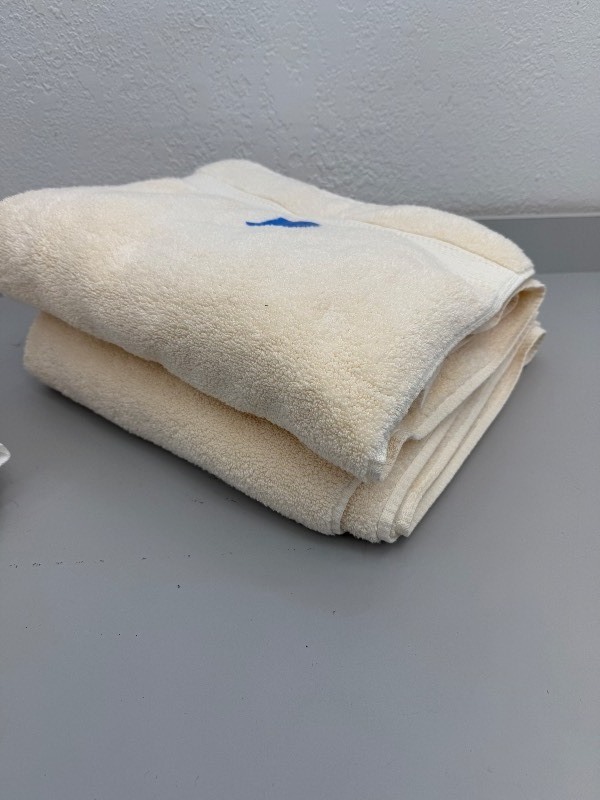 lot 8 image: Set of 2 Cream Bath Towels
