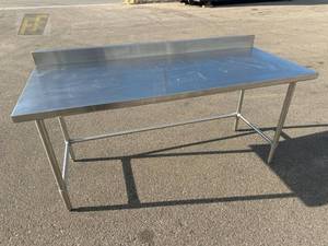 lot 18 image: NSF Stainless Work Table 72 in x 34 in wBacksplash