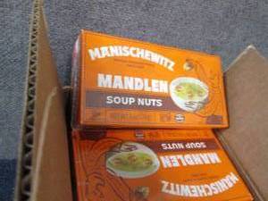 lot 123 image: 12- 1 oz Mandlen Soup Nuts...