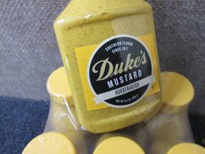 lot 262 image: 6- 9.5 oz Dukes Horseradish Mustar...