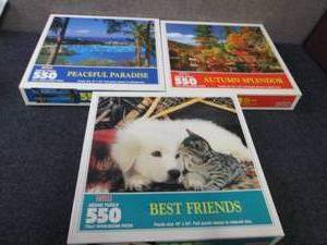 lot 398 image: 3- 550 pc Hoyle Jigsaw Puzzles...