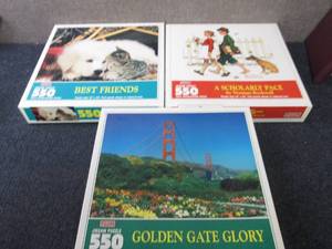 lot 399 image: 3- 550 pc Hoyle Jigsaw Puzzles...