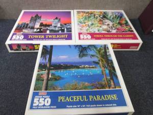 lot 400 image: 3- 550 pc Hoyle Jigsaw Puzzles...
