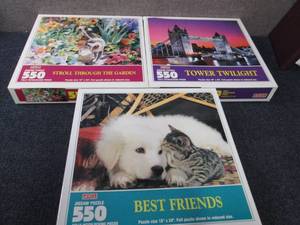 lot 402 image: 3- 550 pc Hoyle Jigsaw Puzzles...