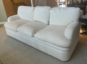 lot 12 image: Neutral Colored Upholstered Sofa by A. Rudin