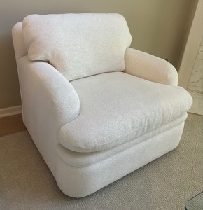 lot 13 image: A. Rudin Swivel Neutral Colored Upholstered Chair