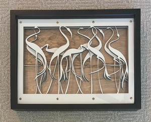 lot 14 image: Framed Dancing Cranes Laser Cut Wall Art by Kate Whisler